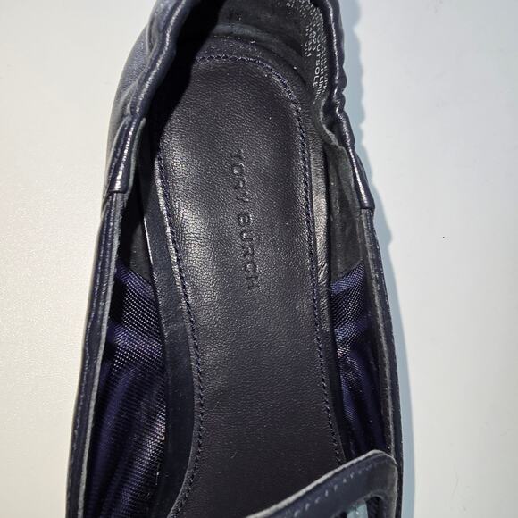 Tory Burch Jessa Stripe Mesh Loafer In Perfect Navy Multi Gold Chain Not Worn 9 - Picture 10 of 11